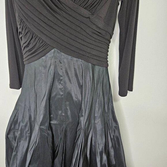 VTG 90s Tadashi Collection Midi Dress Sz 4 Black Holiday Party Cocktail - Picture 4 of 11